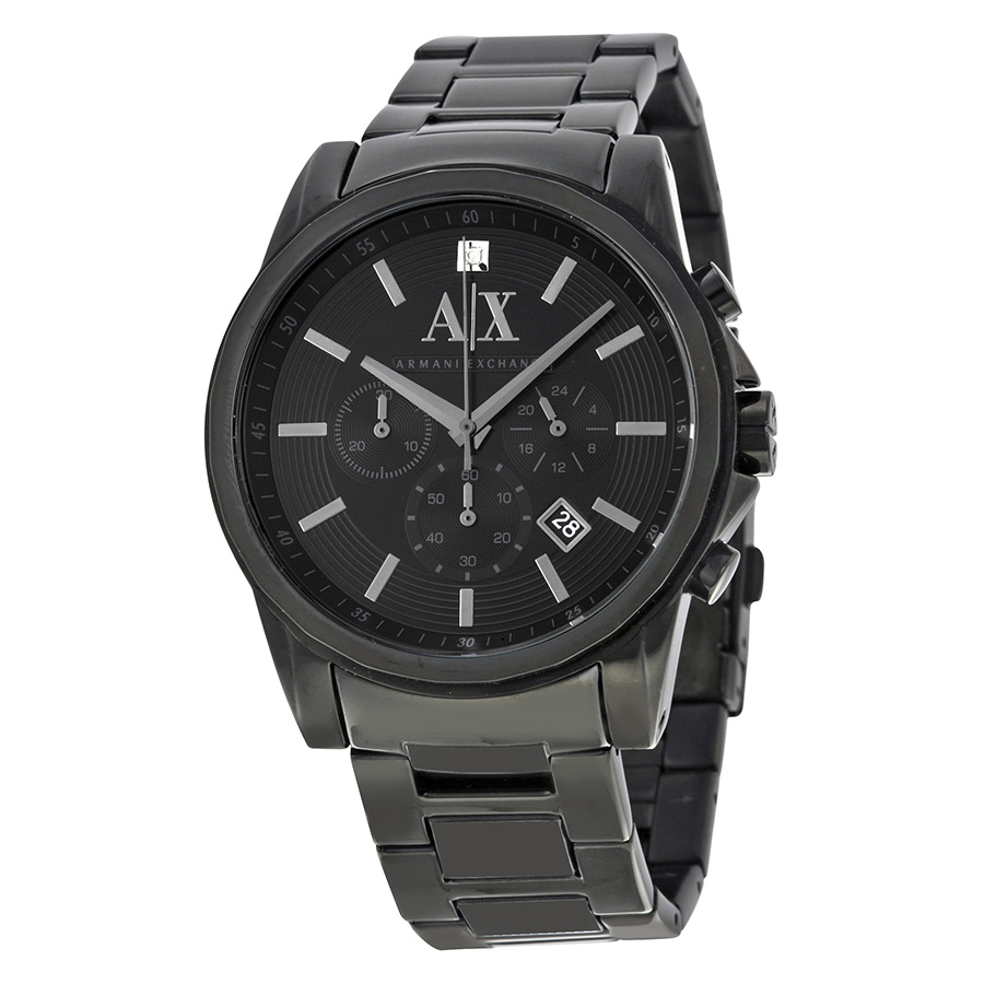 armani exchange men's black ion plated chronograph watch