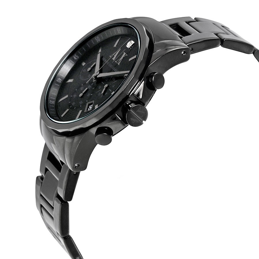 armani exchange black watch with diamonds