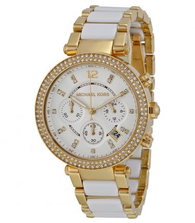 michael kors white and gold watch