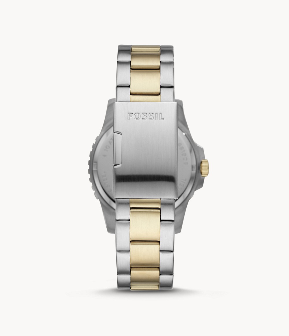 Fossil Men's FB-01 Three-Hand Date Two-Tone Stainless Steel Watch ...