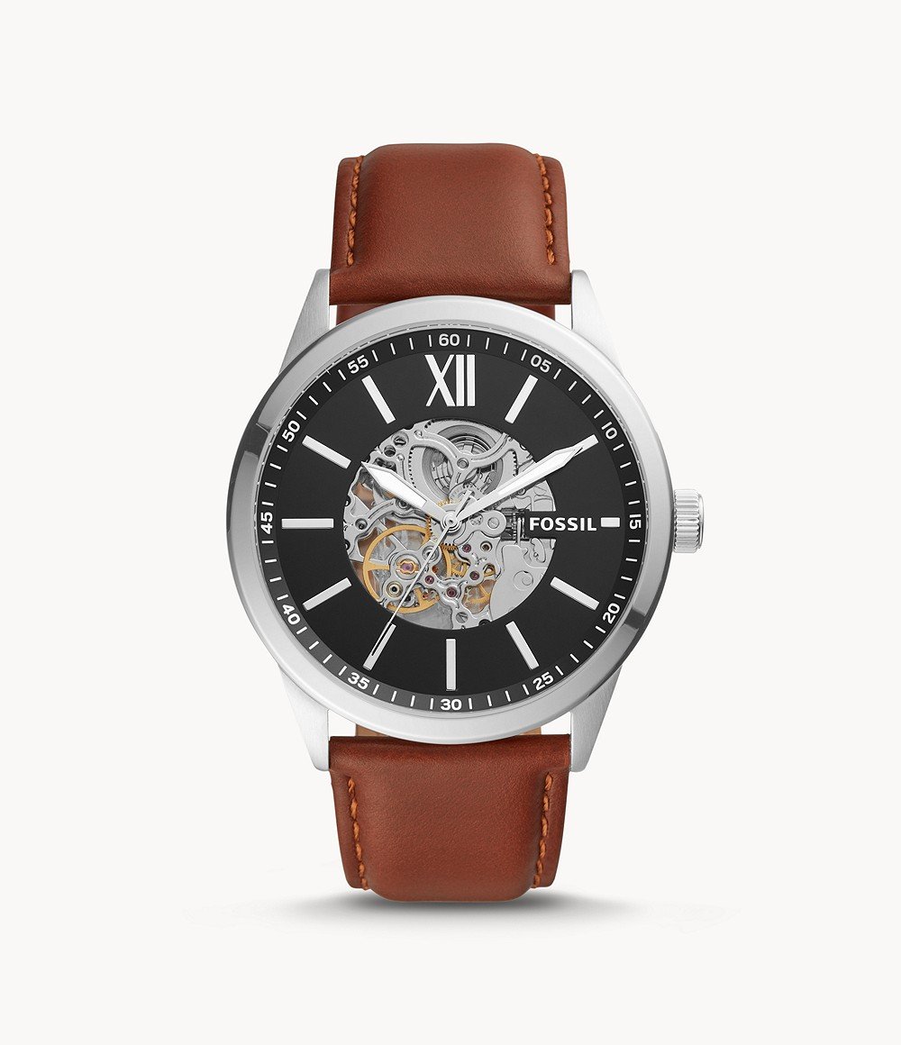 Flynn Automatic Brown Leather Watch 