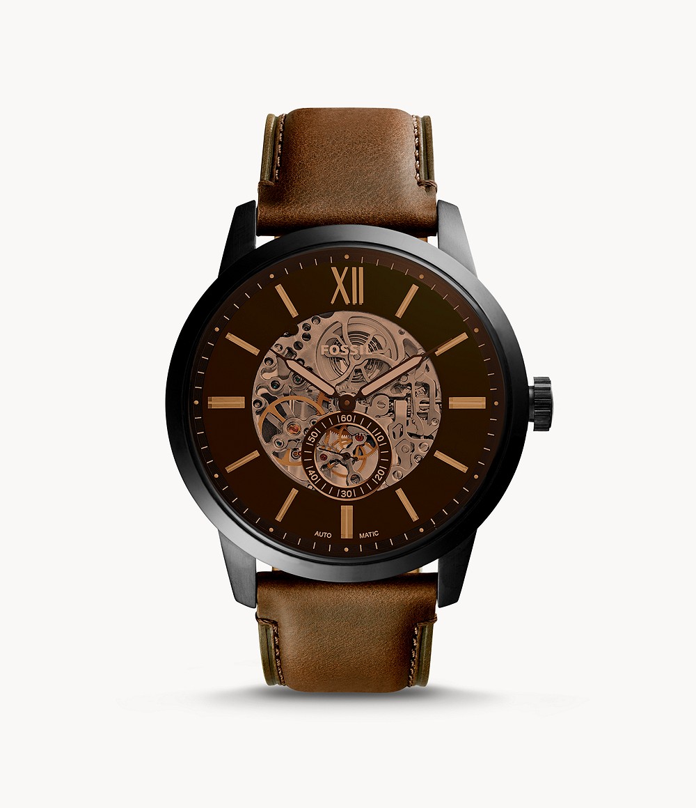 Fossil Men's Townsman Automatic Brown Leather Watch ME3155